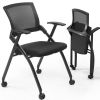 2 Pack Stackable Conference Room Chairs with Wheels, Folding Office Chair with Rebound Back, Padded Seat for Training Room, Guest, Reception, Event