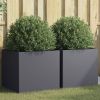 Planter Set of 2 Anthracite Cold-rolled steel Medium Planters