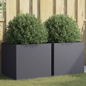 Planter Set of 2 Anthracite Cold-rolled steel Medium Planters