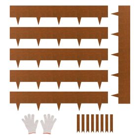 VEVOR Steel Landscape Edging, 6 Packs 40 x 8 in Weather-Resistant & Pre-Rust Metal Landscape Edging, Bendable Garden Edging Border, Shark Spike