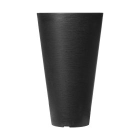 VEVOR Set of 2 Tall Planter For Outdoor Indoor Plants 24inch, Black Round Large Planters For Front Porch, Patio