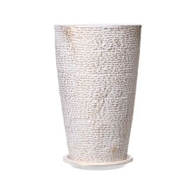 VEVOR Set of 2 Tall Outdoor Planters 21"H, Round Large Planters For Front Porch and Patio, Stone Finish Flower Tree Plant Pots