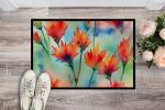 NEW Wyoming Indian Paintbrush in Watercolor Doormat Front Door Mat Indoor Outdoor Rugs for Entryway, Non Slip Washable Low Pile, 18H X 27W