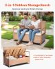 VEVOR Outdoor Storage Bench, 2-Person PE Rattan Storage Bench, 70 Gal Deck Box with Cushion, Supports up to 265 lbs