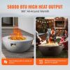 VEVOR Propane Fire Pit, Outdoor Concrete Gas Fire Pit, 39 in Tabletop with Lava Rocks, Lid,Rain Cover,Adjust Flame Height Camping Firepit for Heating