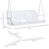 3-Person Wooden Porch Swing with Folding Coffee Table, Cup Holders, Chains, White