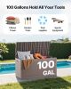 VEVOR Outdoor Storage Box, 100 Gallon Resin Deck Box, Backyard Outside Toy and Towel Storage Cabinet Waterproof, for Patio Furniture Cushions