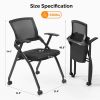 2 Pack Stackable Conference Room Chairs with Wheels, Folding Office Chair with Rebound Back, Padded Seat for Training Room, Guest, Reception, Event