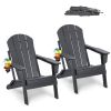 VEVOR Adirondack Chair Plastic, Set of 2 All-Weather Portable Folding Fire Pit Chair, Outdoor Adirondack Patio Chair with Cup Holder